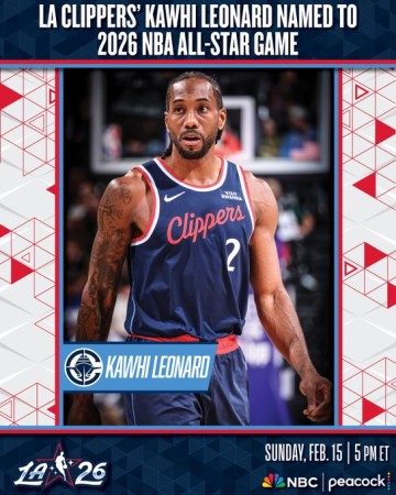 NBA官方：莱昂纳德增补入选2026年全明星赛 填补美国队人数缺口